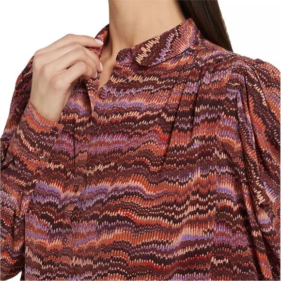 ULLA JOHNSON Dari Patterned Blouse in Purple Sapphire Size NWT 6 $420 - Picture 5 of 6